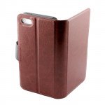 Wholesale iPhone 5S 5 Slim Flip Wallet Case (Brown - Black)